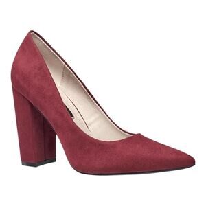 French Connection Women's Kelsey Block Heel Pumps Burgundy Size 10